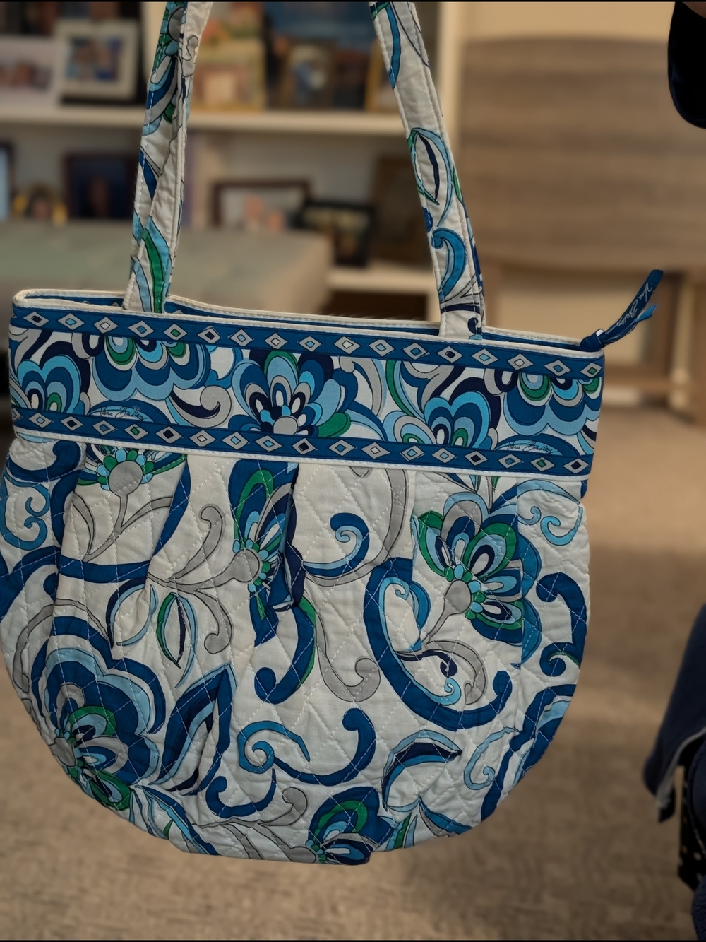 Vera Bradley Mediterranean White Quilted Floral Shoulder Bag